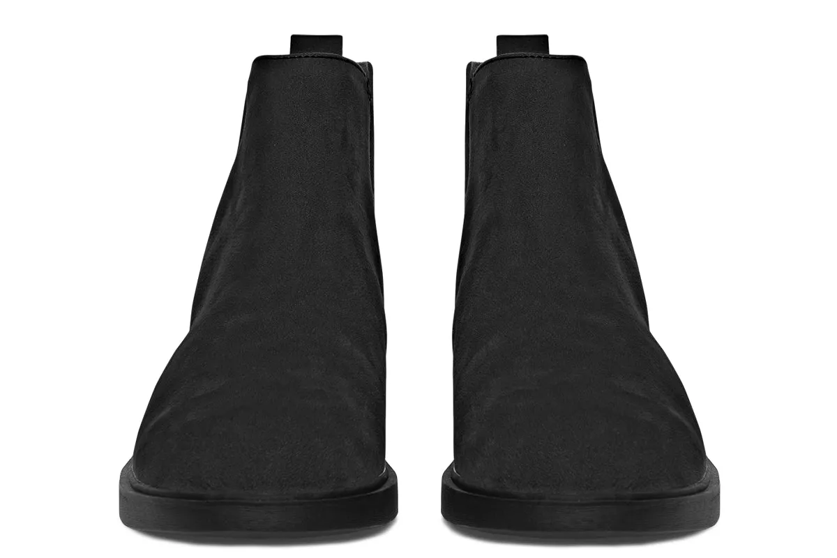 Pitch Black Chelsea Boots - Comfy Slip-On - Soft & Water-Resistant Micro-Suede Vegan Shoes