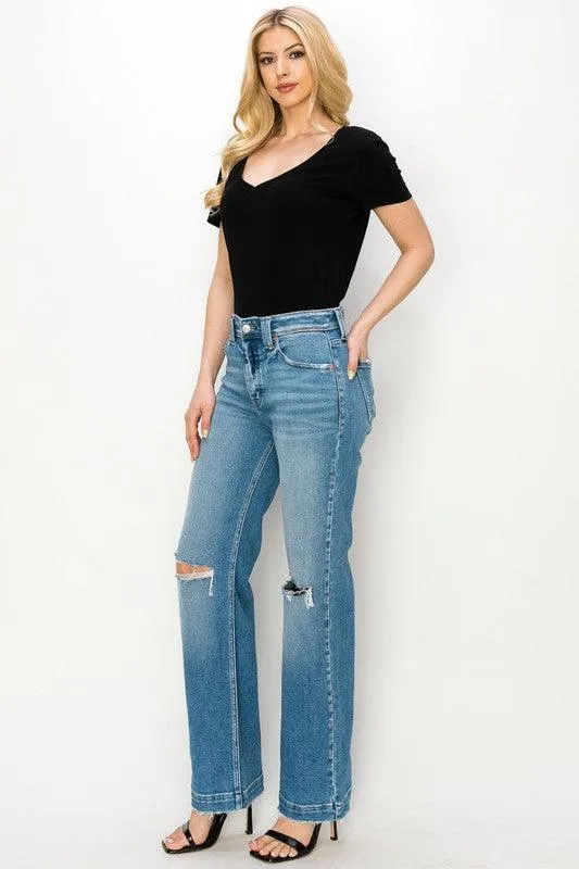 PLUS SIZE - HIGH RISE STRAIGHT LEG JEANS