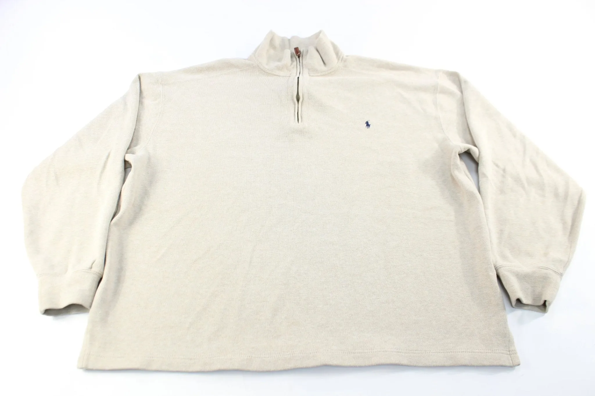 Polo by Ralph Lauren Embroidered Logo Beige Quarter Zip Sweater