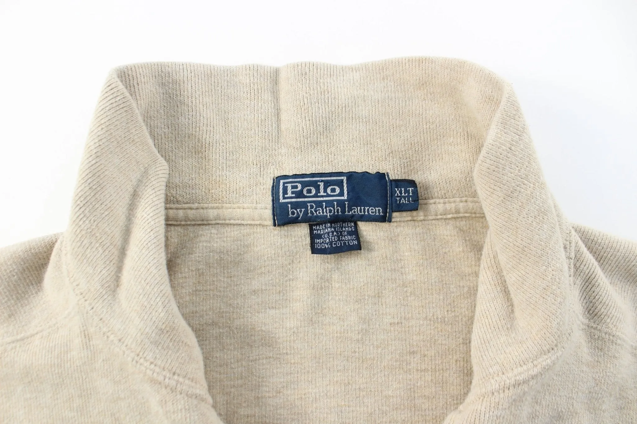 Polo by Ralph Lauren Embroidered Logo Beige Quarter Zip Sweater