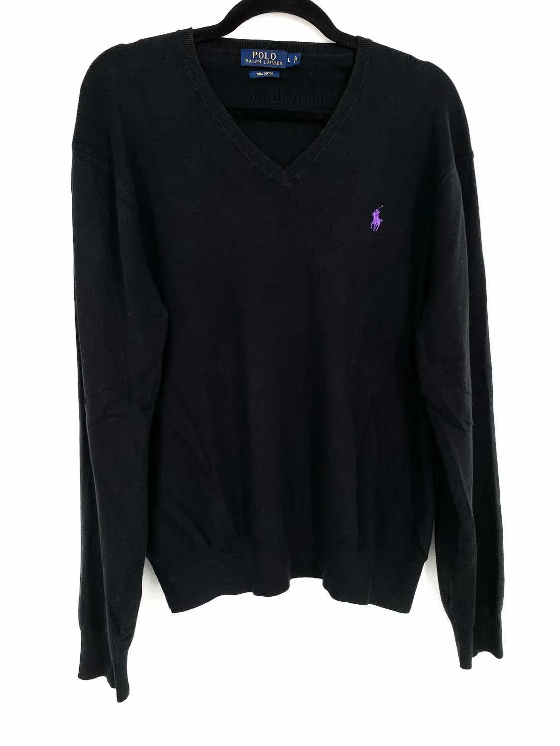 Polo by Ralph Lauren Men's Black V-Neck Size L Sweater