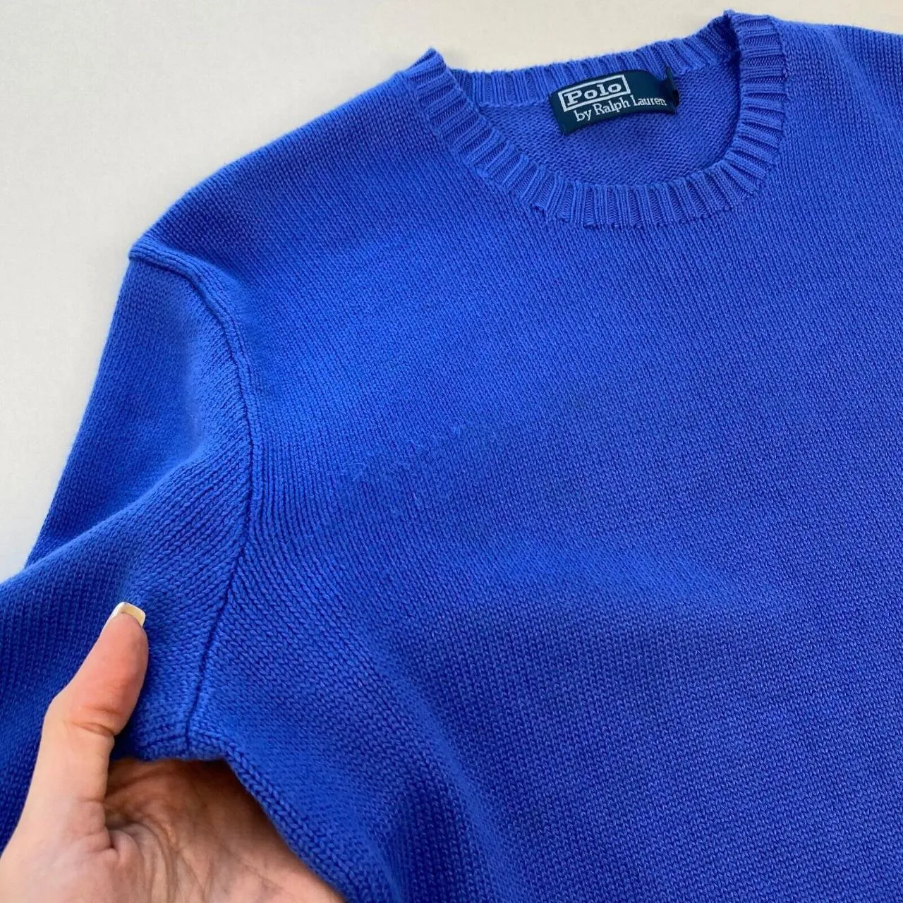 Preowned Vintage Polo Ralph Lauren Knitted Jumper Mens Size M Blue Crewneck Knit Sweater.