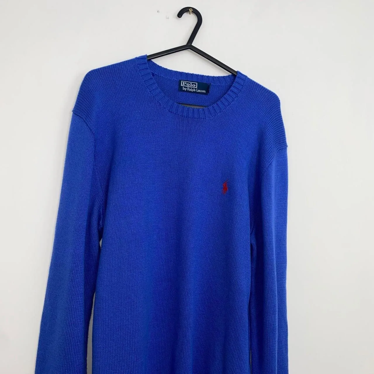 Preowned Vintage Polo Ralph Lauren Knitted Jumper Mens Size M Blue Crewneck Knit Sweater.