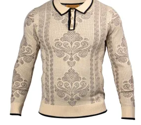 Prestige SW-547 L/S 3 Button Polo Jacquard Sweater Lamb