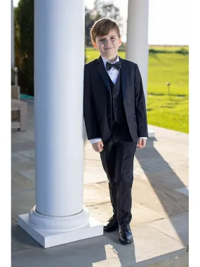 "Max" Boys Black 5-Piece Tuxedo Luxury Wool Blend