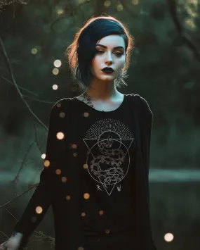 Rebirth Long Sleeve Top - Grunge Aesthetic Vegan T-Shirt Alt Goth Unisex Tee Dark Academia Pagan Gothic Style