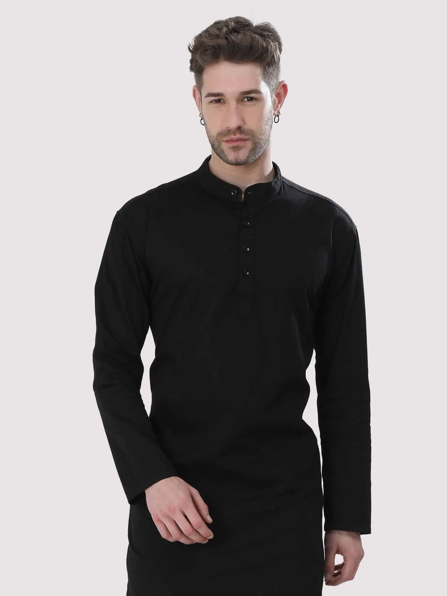 Rich Black Solid Kurta