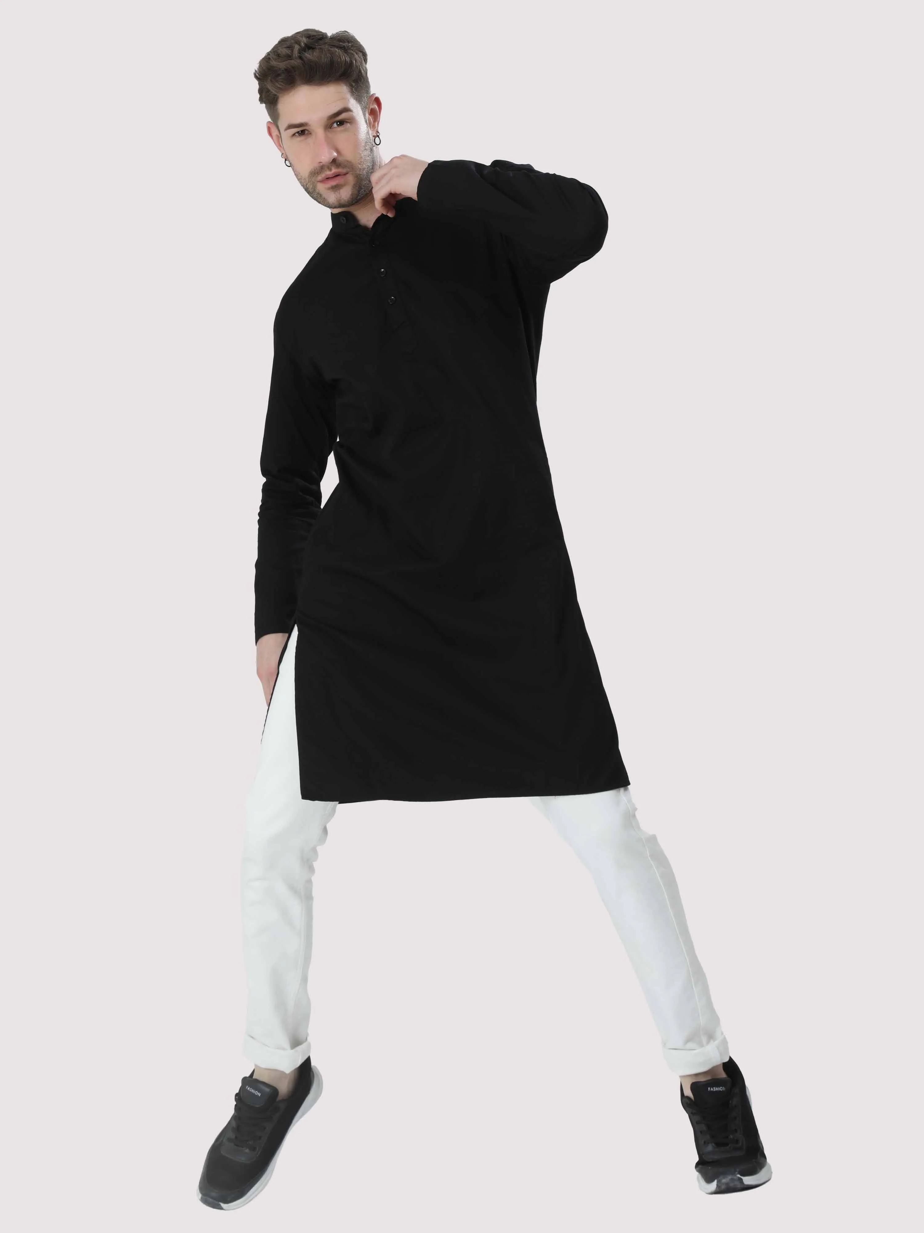 Rich Black Solid Kurta