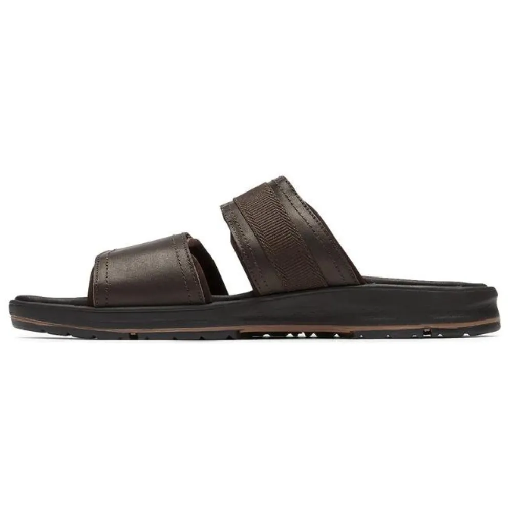 Rockport Lucky Bay Dress Slide Brown Leather Sandal (Men's)