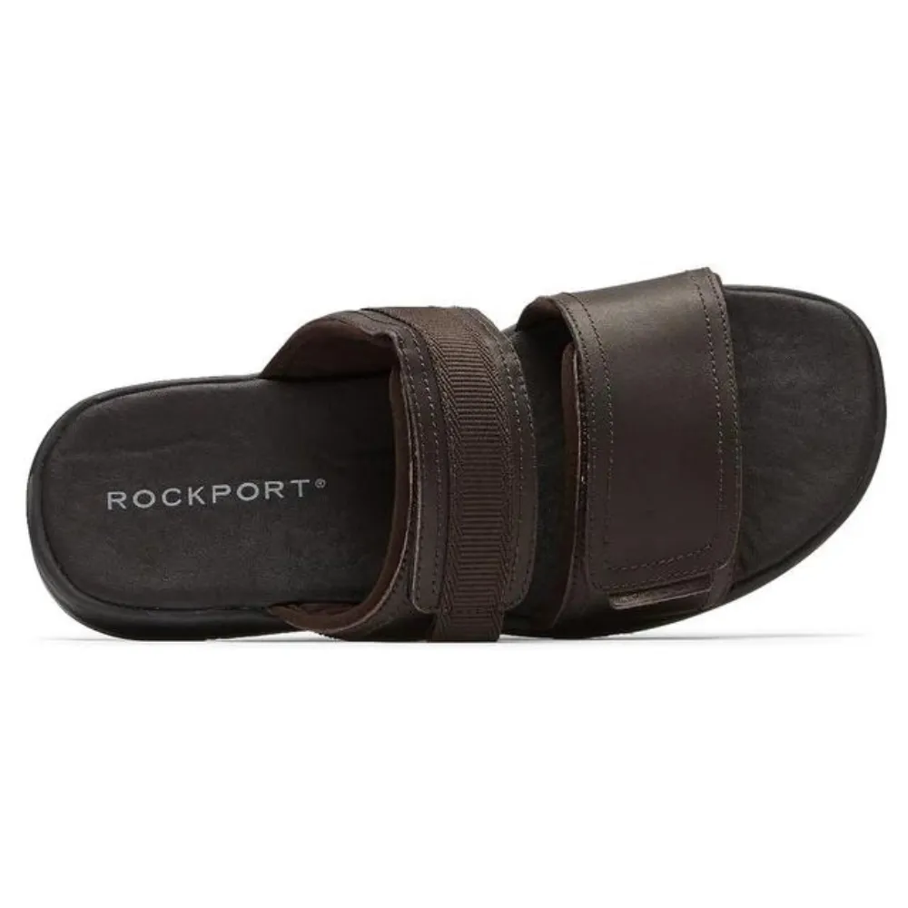 Rockport Lucky Bay Dress Slide Brown Leather Sandal (Men's)