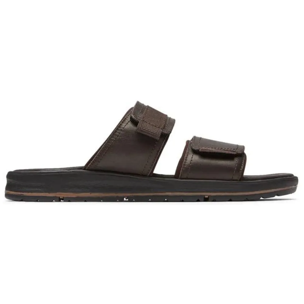 Rockport Lucky Bay Dress Slide Brown Leather Sandal (Men's)