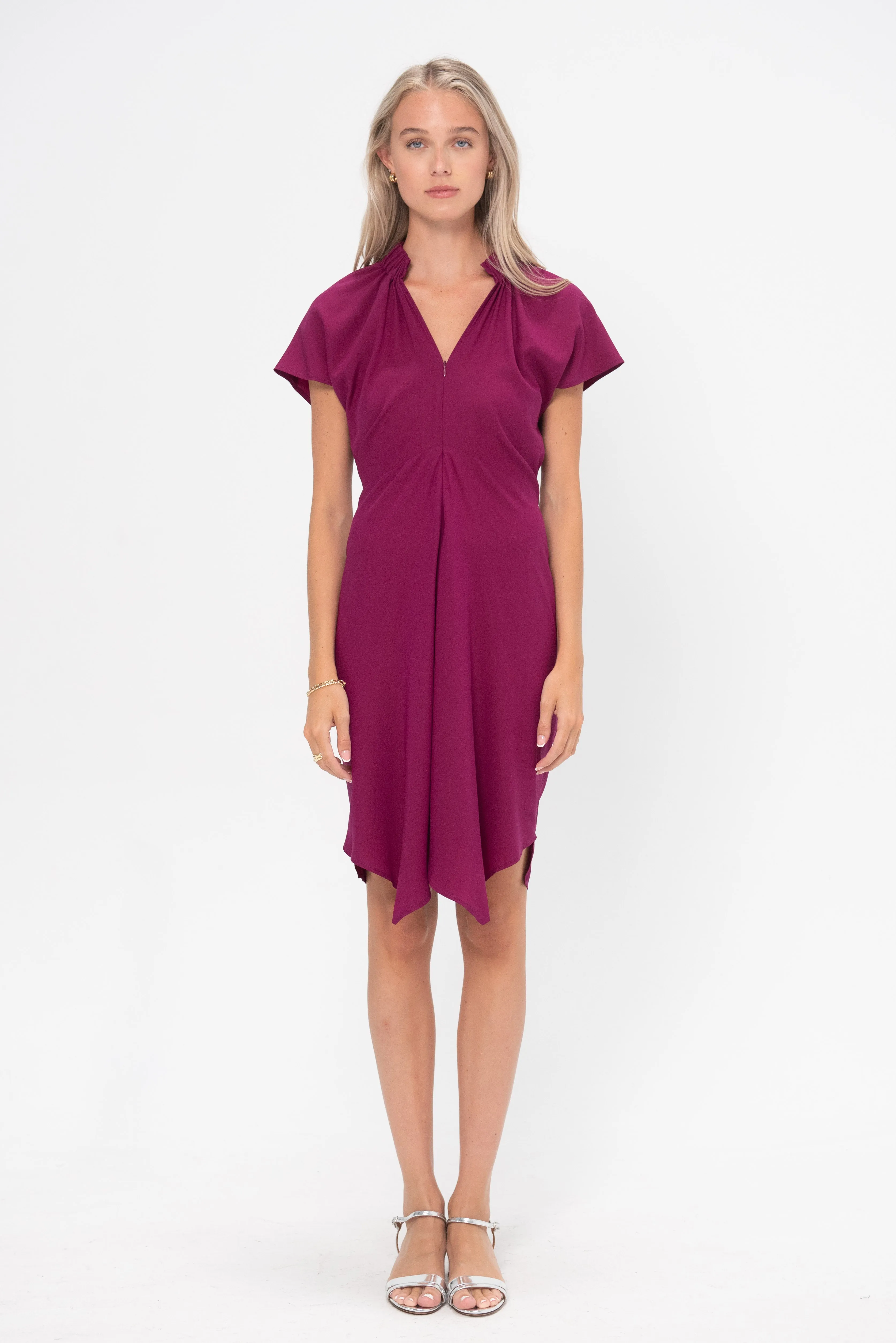 Ruched Stella Dress, Magenta