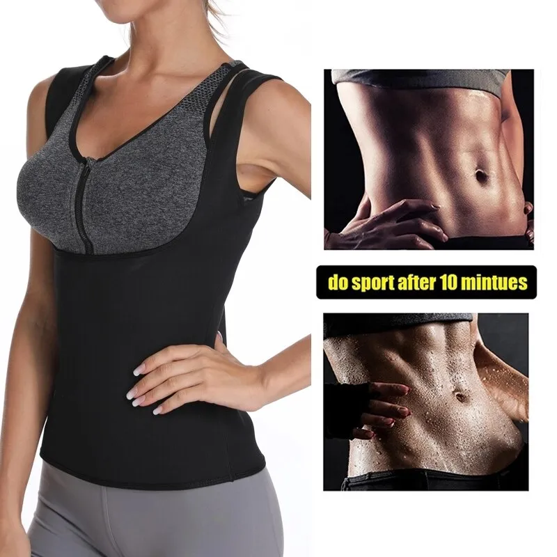 S-5XL Women's Body Shaper Slimming Waist Slim Vest Tummy Fat Burnning Tank Top Neoprene Shapewear for Weight Loss Sweat Workout