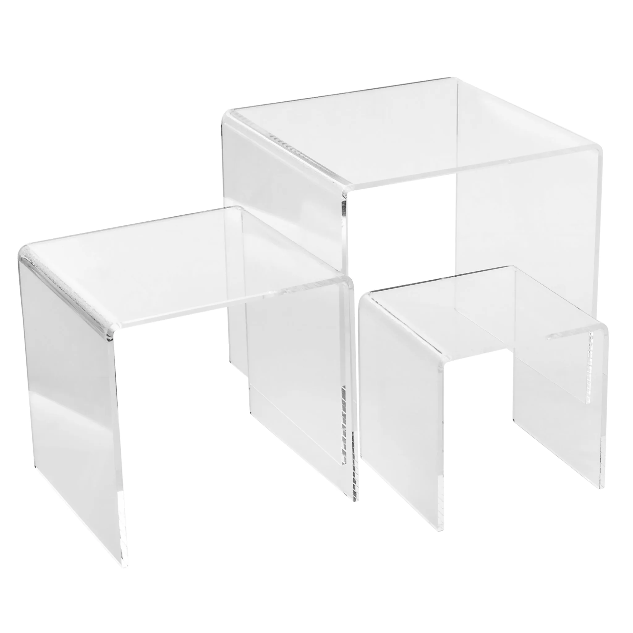 Set of 3 Acrylic Riser Display Stands - Clear