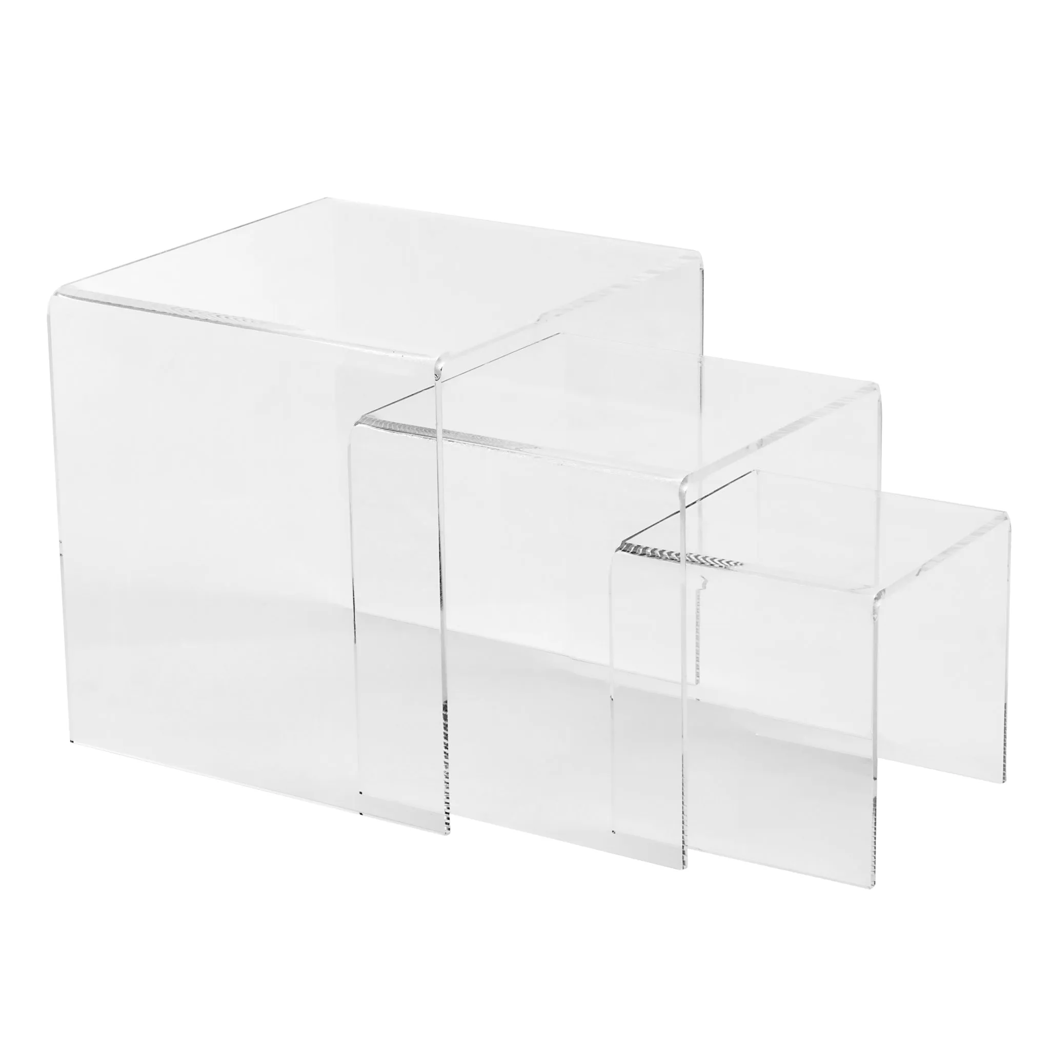 Set of 3 Acrylic Riser Display Stands - Clear