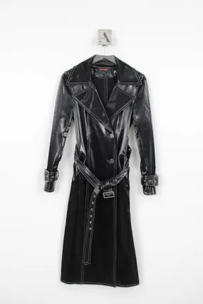 SHINY BLACK TRENCH COAT