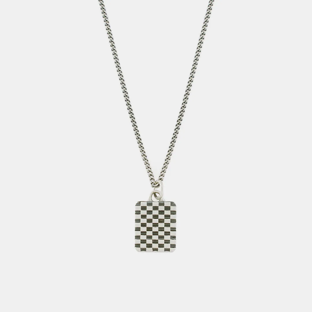 Silver Checkered Necklace