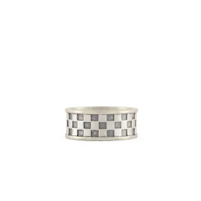 Silver Checkered Ring