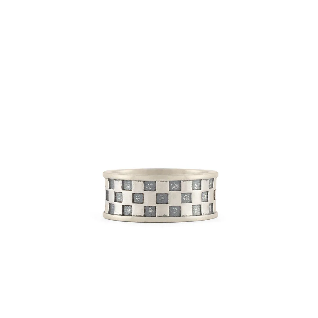 Silver Checkered Ring