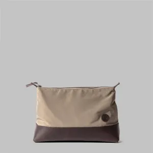 Silverdale Beige Nylon & Leather Wash Bag