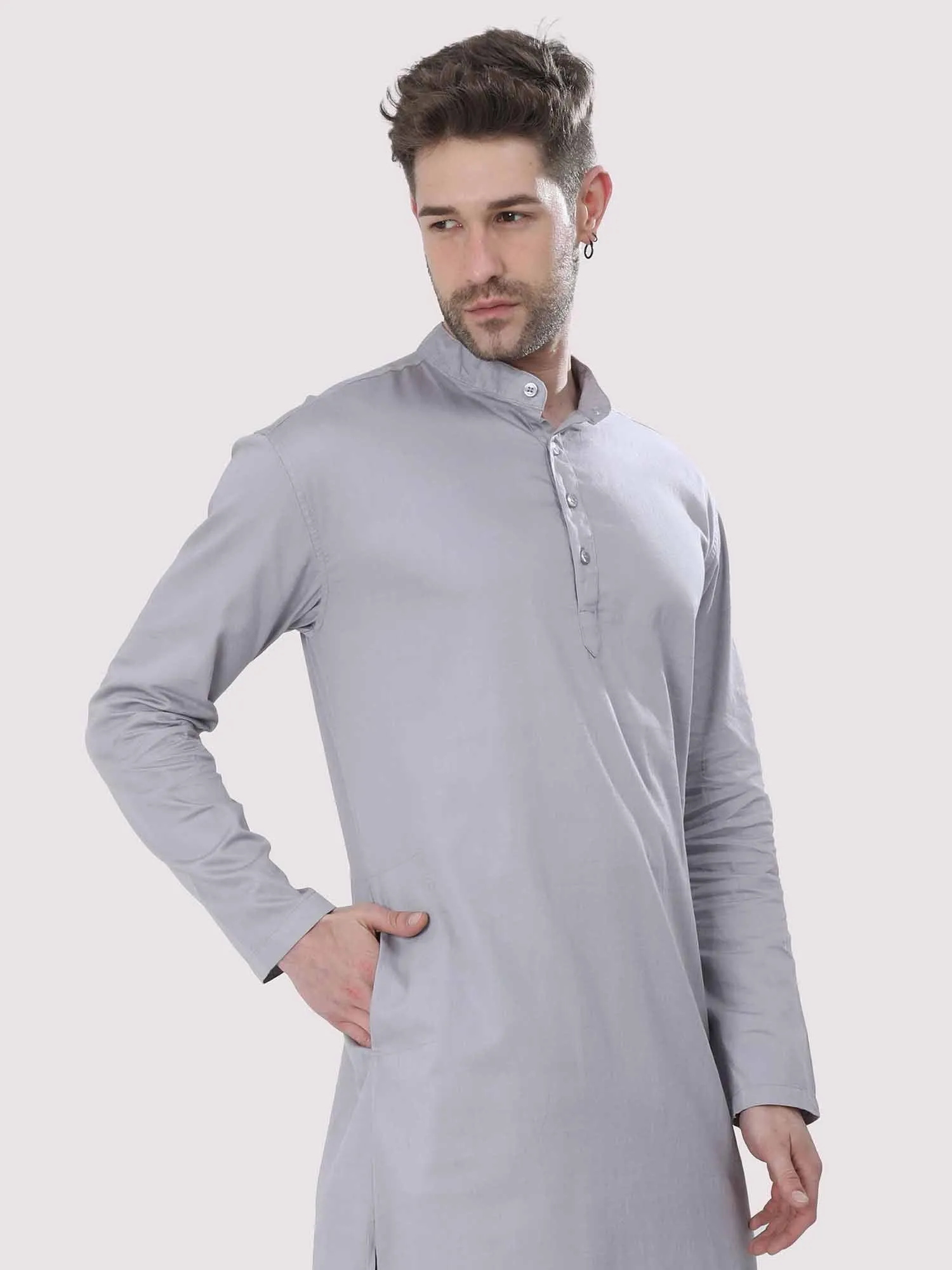 Slate Grey Solid Kurta