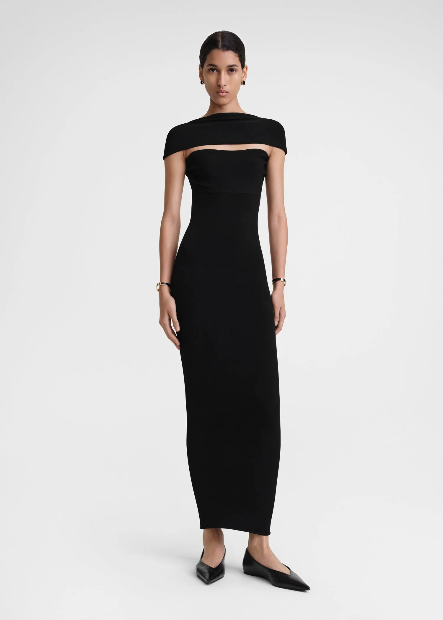 Slip-through knit dress black