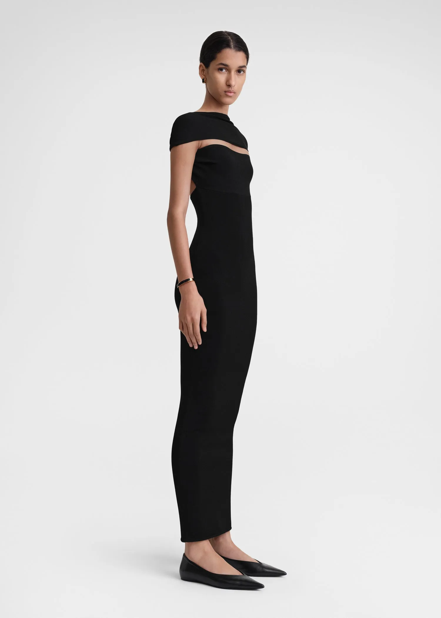 Slip-through knit dress black