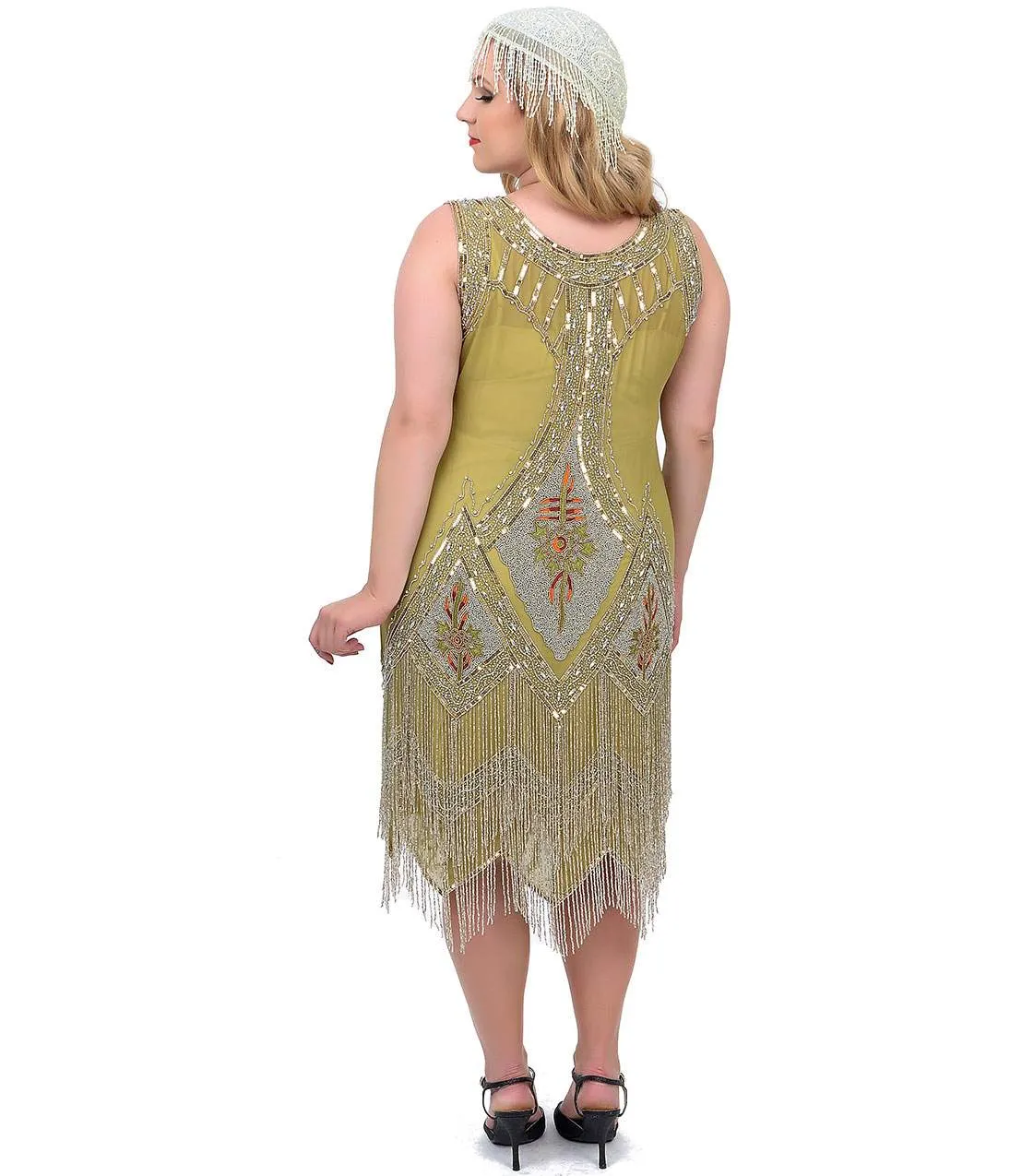 Special Order - Unique Vintage 1920s Green & Silver Embroidered & Hand Beaded Somerset Flapper Dress