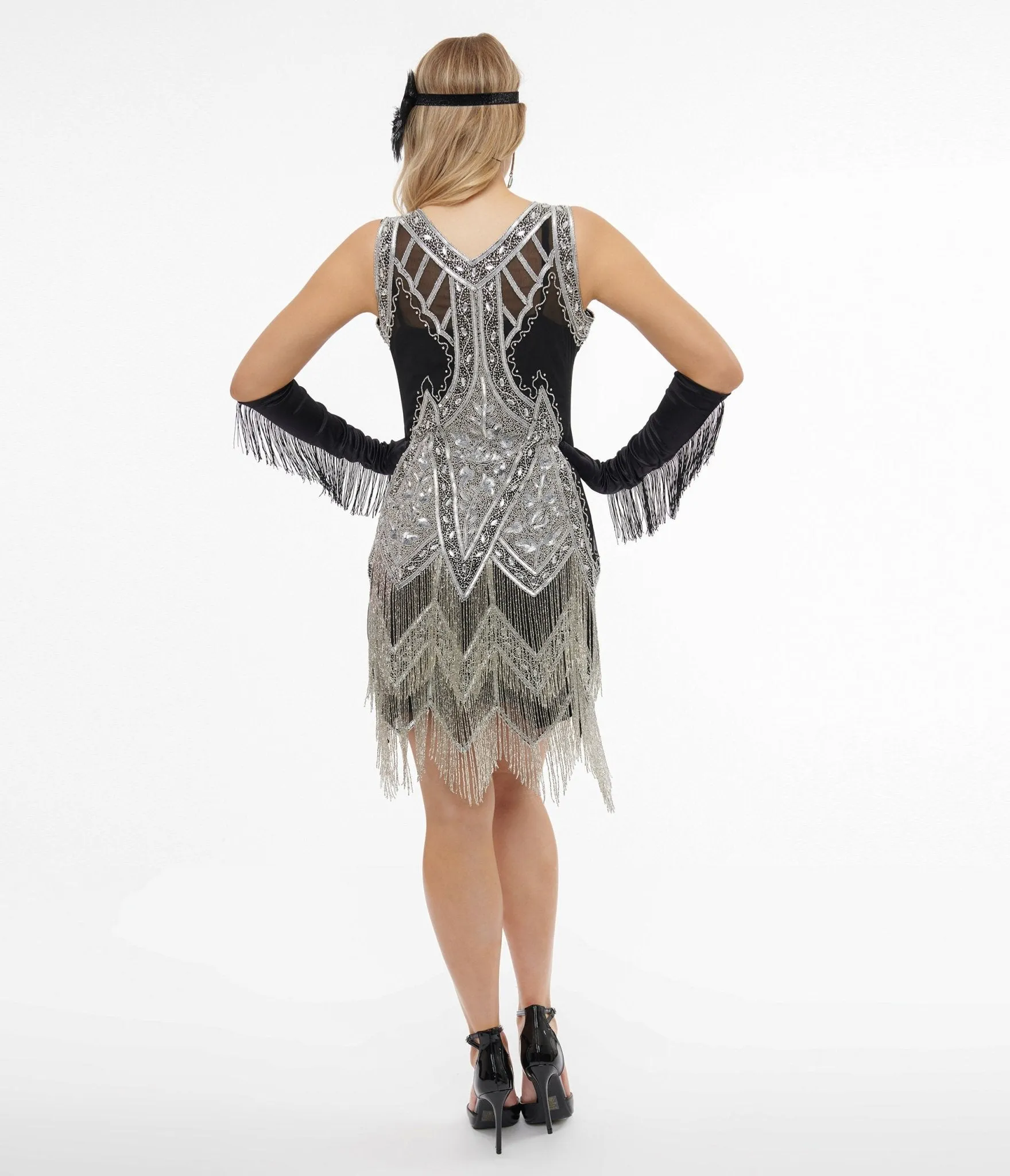 Special Order -Unique Vintage 1920s Silver & Black Embroidered & Hand Beaded Somerset Flapper Dress