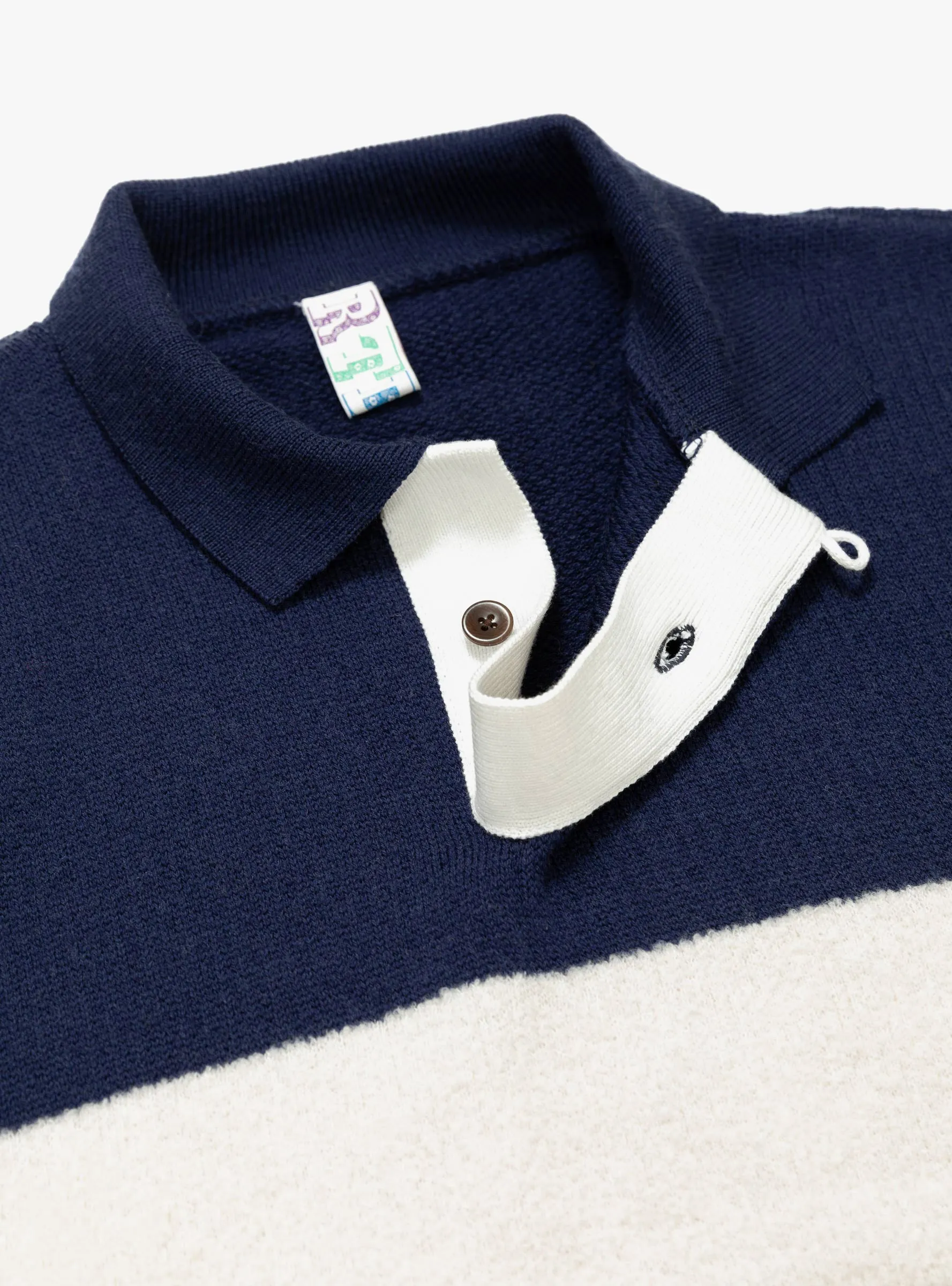 Stripe Polo Sweater Navy