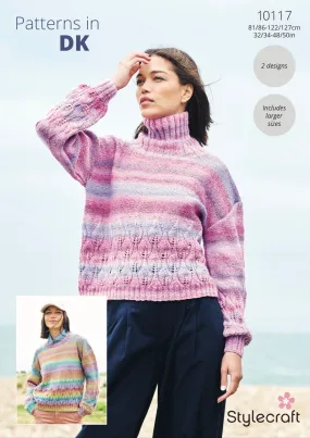 Stylecraft Chromatic D/K Ladies Sweater Knitting Pattern 10117