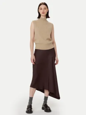 The Asymmetrical Midi Skirt  in Dark Chocolate