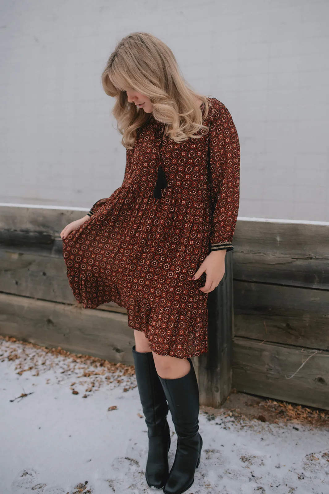 The Ninette Short Dress - Geo Tile