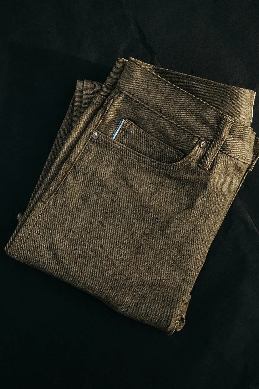 The Pen Slim - Dark Green Raw 10.5oz Selvedge