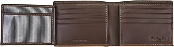 Timberland Men's Leather Trifold Hybrid Passcase Wallet