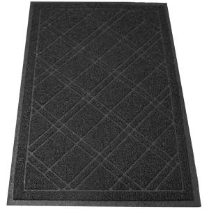 Universal Door Mat, Plaid Design - Black, 35 X 23 - Anti Slip, Durable