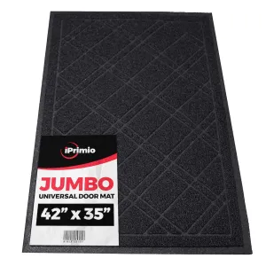 Universal Door Mat, Plaid Design - Black, 42 X 35 - Anti Slip, Durable