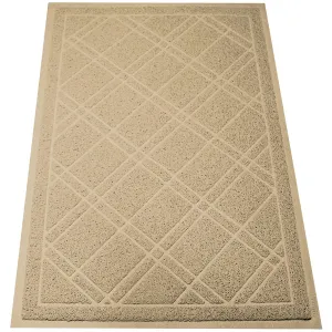 Universal Door Mat, Plaid Design - Khaki, 42 X 35 - Anti Slip, Durable