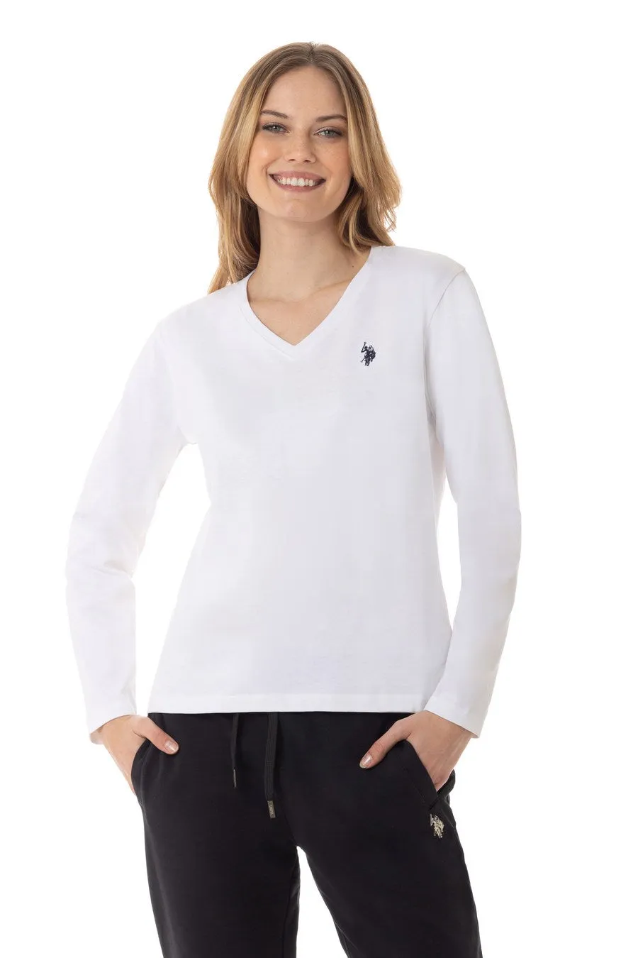 US POLO WOMEN COTTON ICON LOGO SWEATER