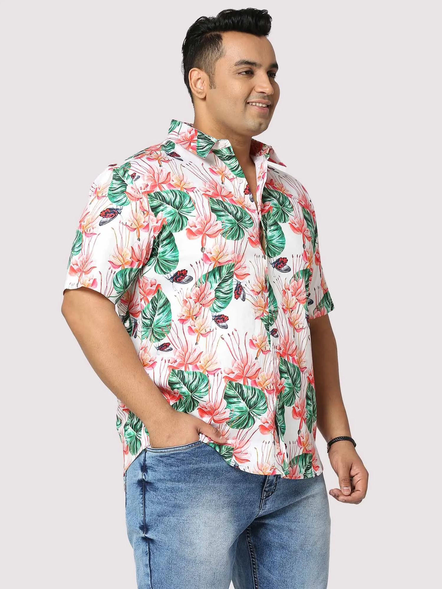 Vacation Digital Printed Half Shirt Men's Plus Size