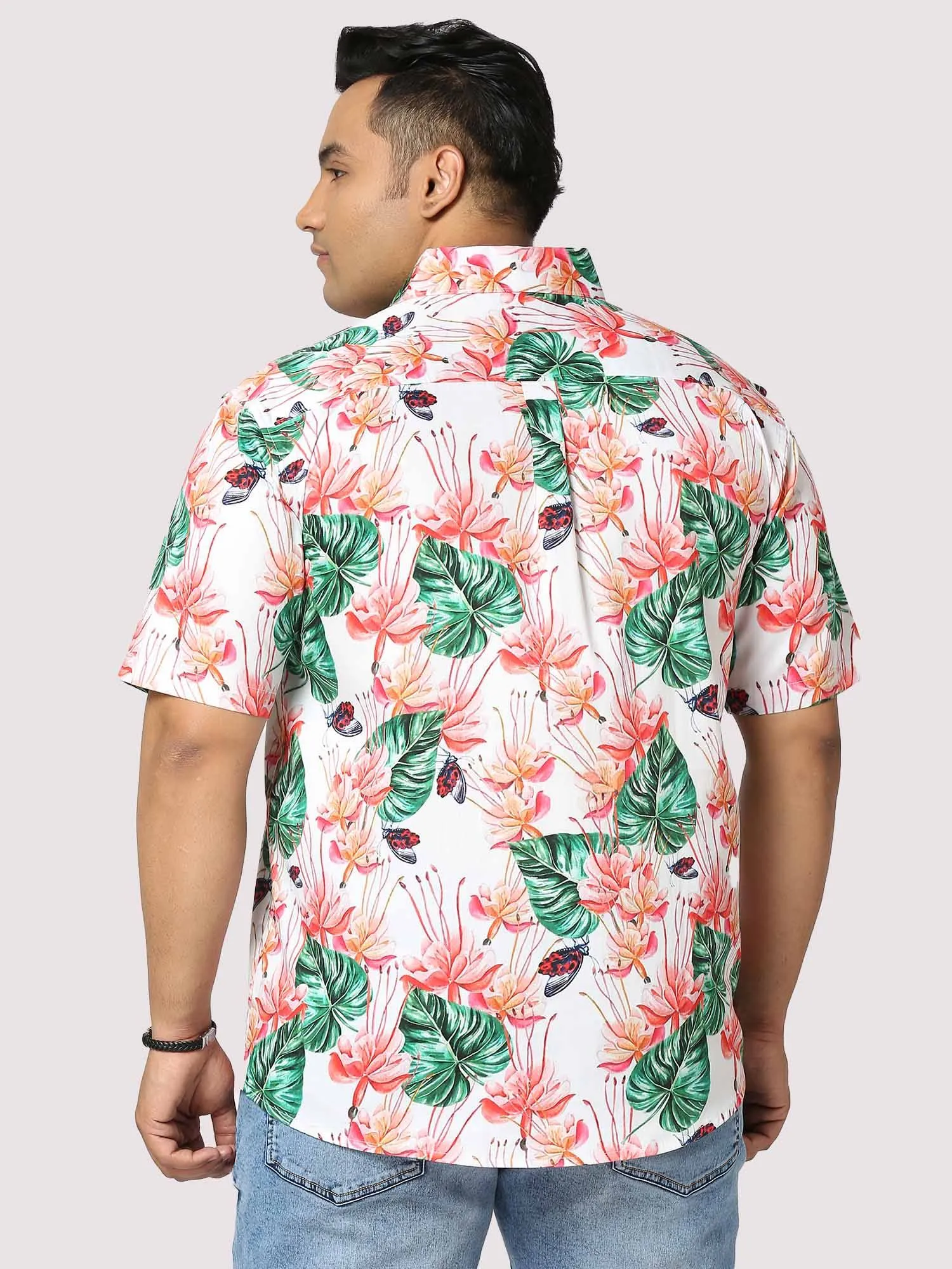 Vacation Digital Printed Half Shirt Men's Plus Size