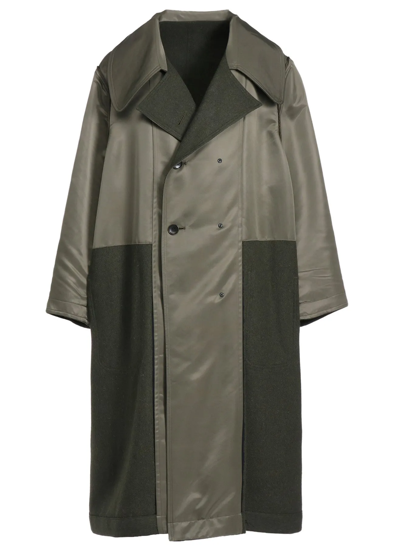 VARIOUS MATERIAL COMBINATION REVERSIBLE TRENCH COAT