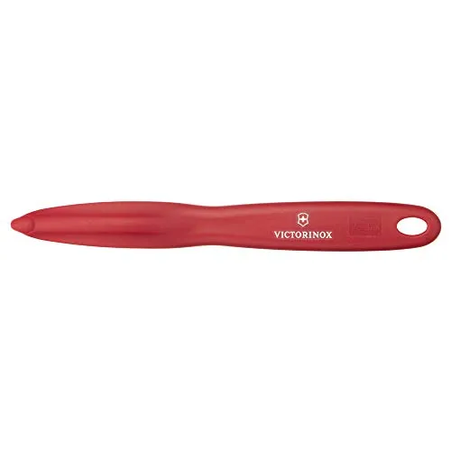 Victorinox Universal Peeler - Stainless Steel Serrated Edge Kitchen Tool for Home & Professional Use, Red, Swiss Made