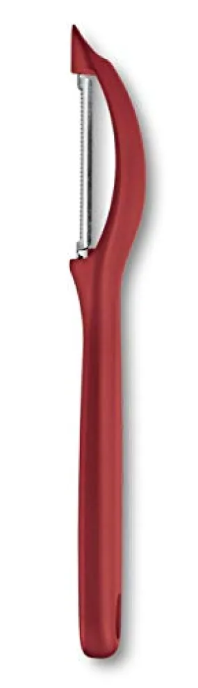 Victorinox Universal Peeler - Stainless Steel Serrated Edge Kitchen Tool for Home & Professional Use, Red, Swiss Made