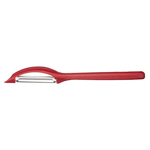 Victorinox Universal Peeler - Stainless Steel Serrated Edge Kitchen Tool for Home & Professional Use, Red, Swiss Made