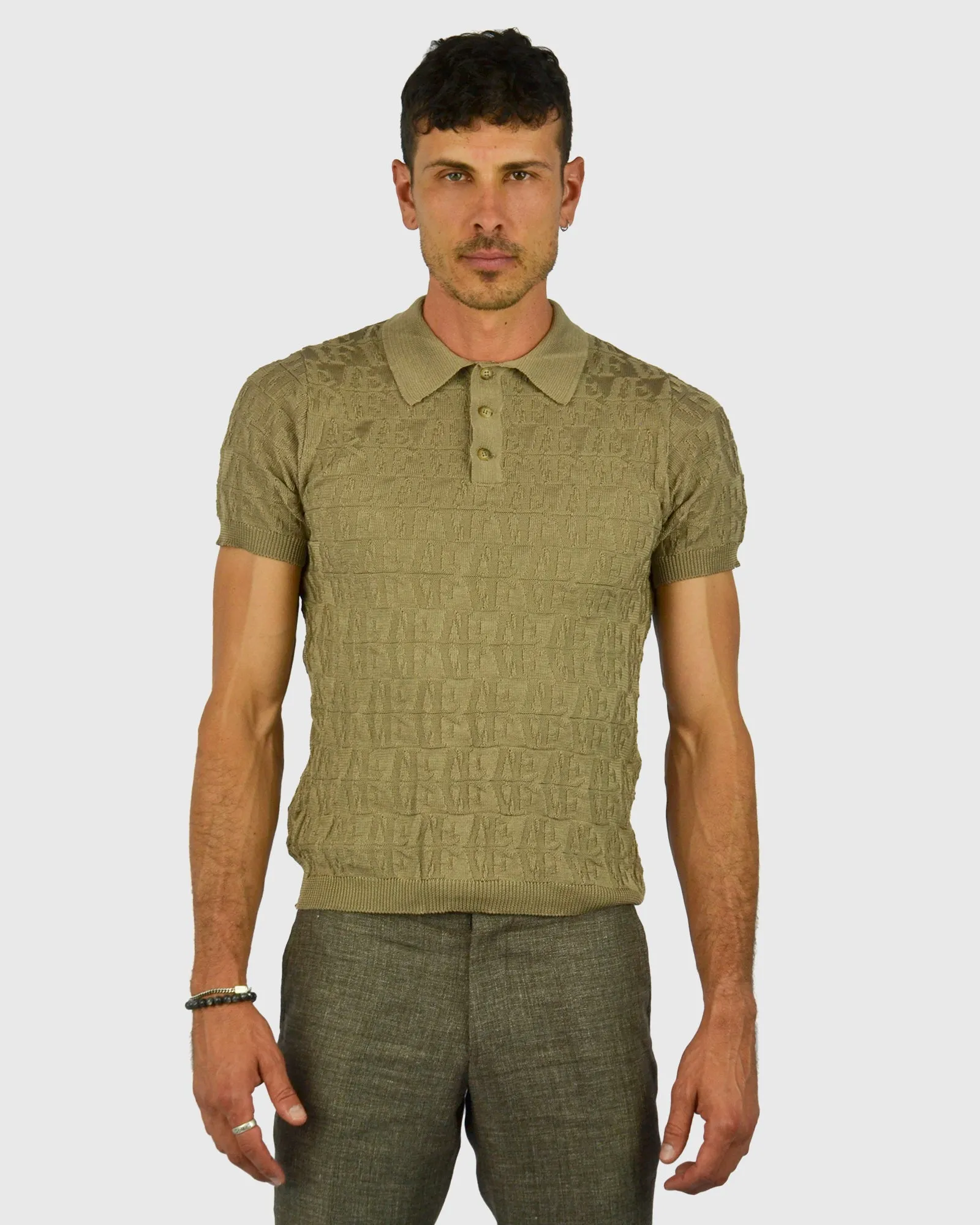 VINCENT & FRANKS S221VF SS TAUPE KNITTED POLO