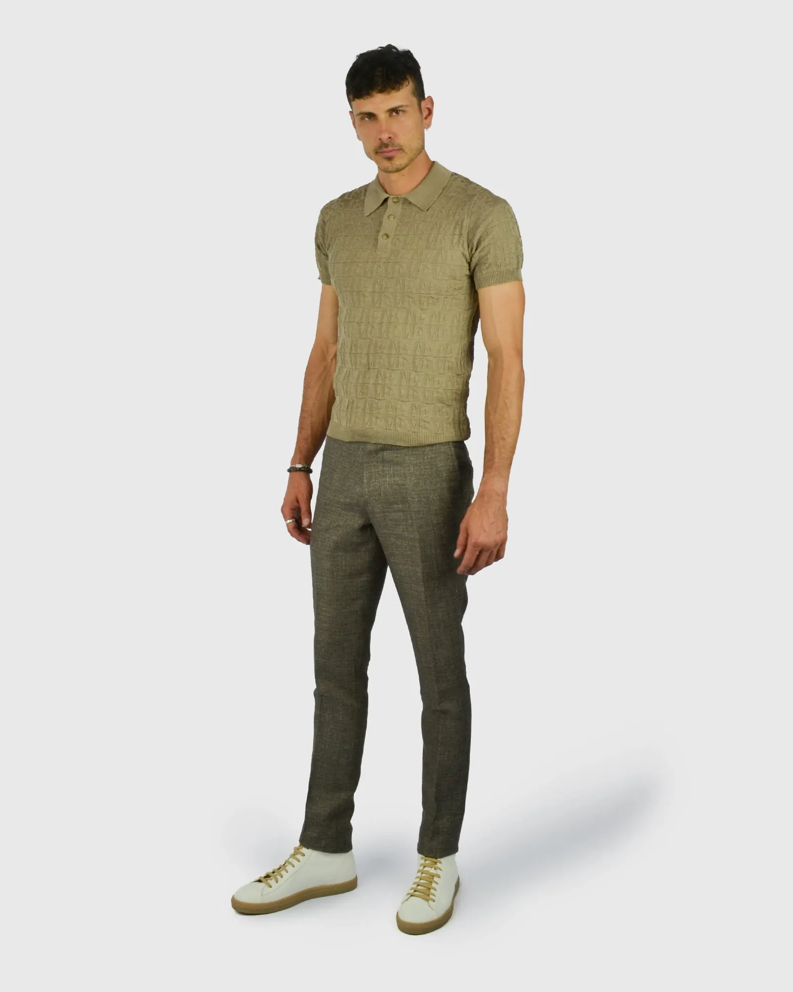 VINCENT & FRANKS S221VF SS TAUPE KNITTED POLO