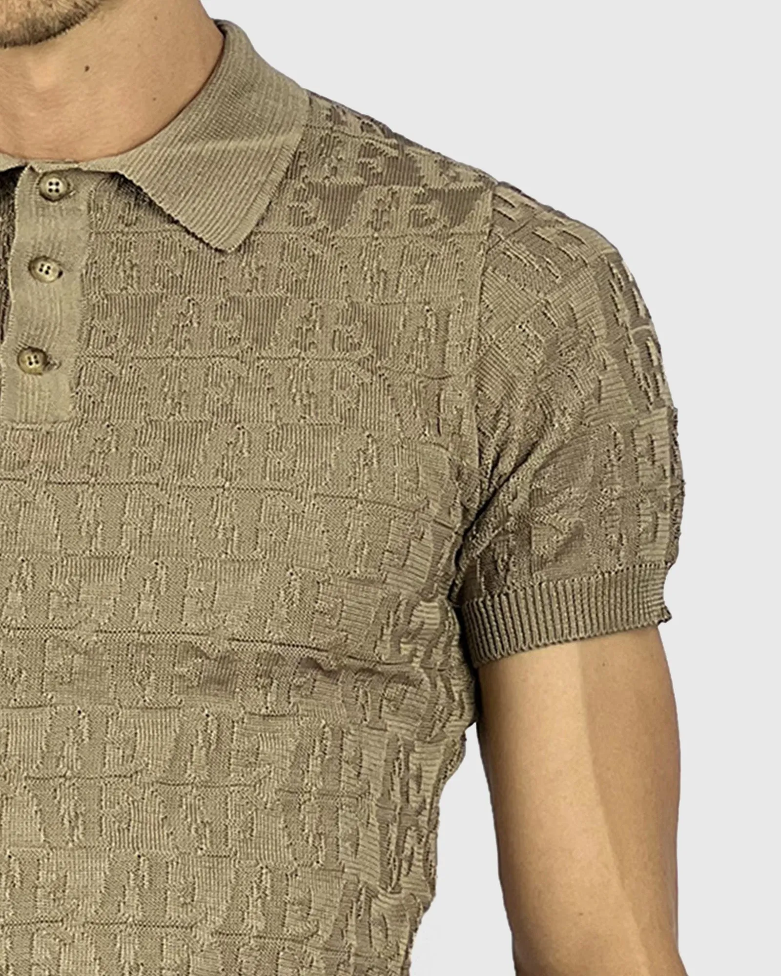 VINCENT & FRANKS S221VF SS TAUPE KNITTED POLO