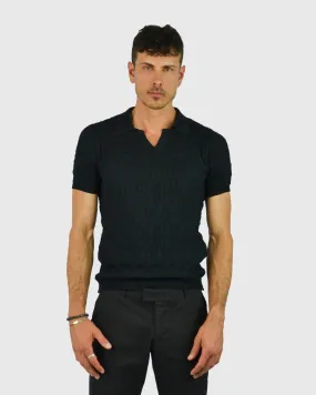 VINCENT & FRANKS S221VF-V SS BLACK KNITTED POLO