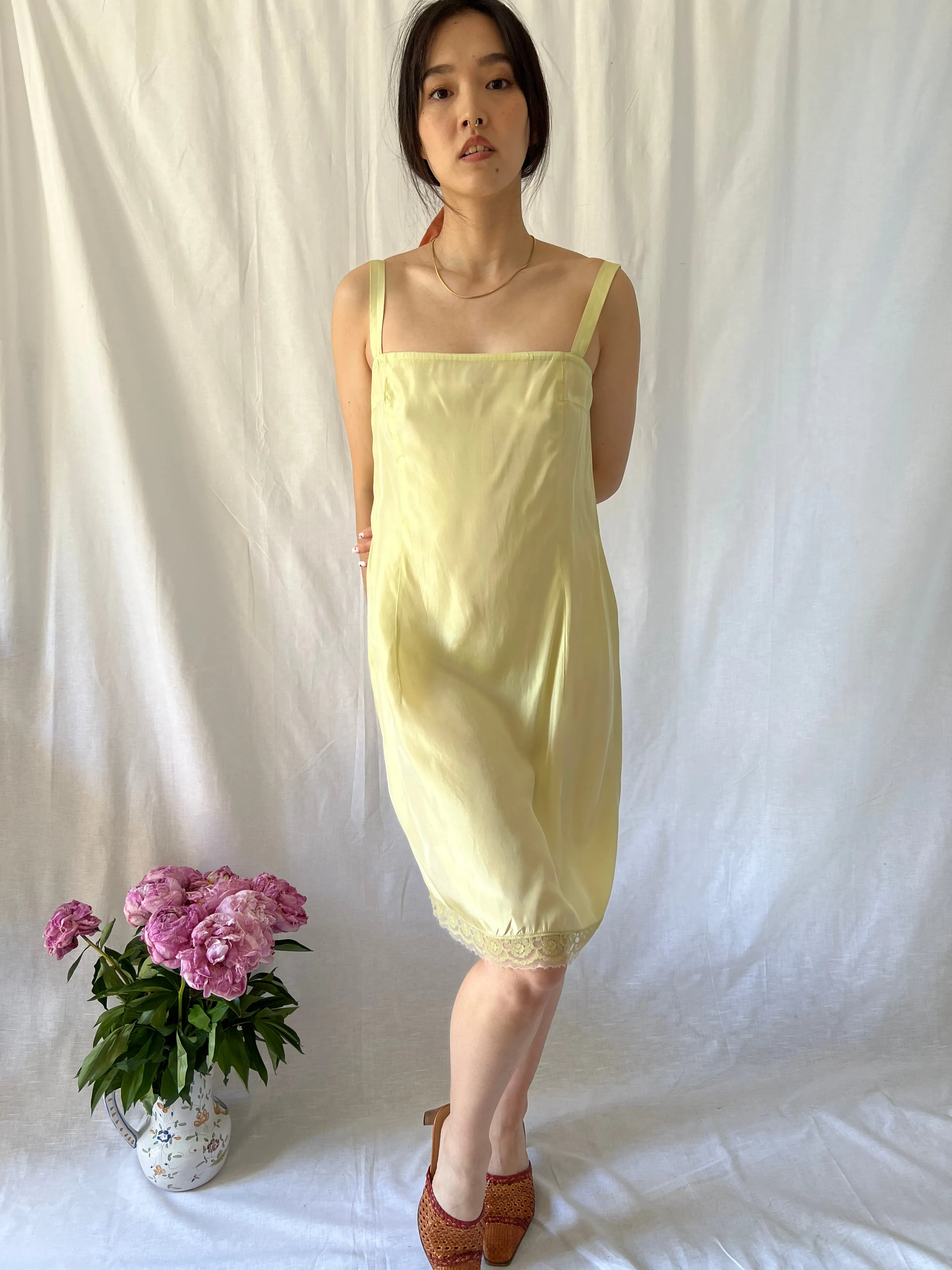 Vintage 1940s soft green hand dyed silk slip dress